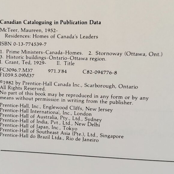 Maureen McTeer Residences SIGNED Homes Canada's Leaders Pierre Burton HC DJ Book - Picture 9 of 14